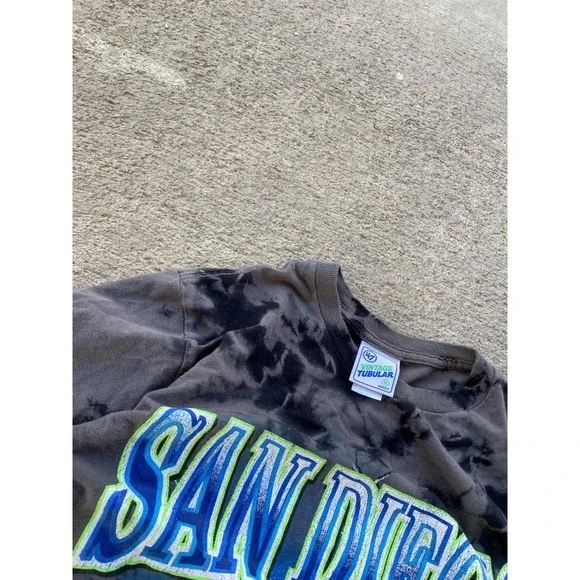 San‎ Diego Padres Shirt Mens Small Gray Tie Dye MLB Baseball 47 Vintage Tubular - Picture 12 of 16